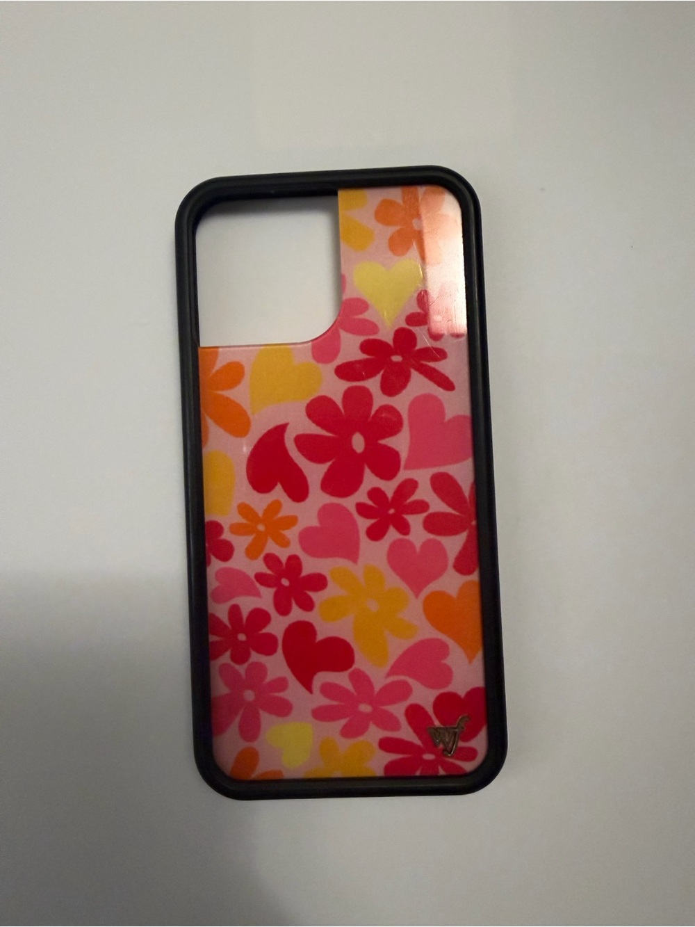 Wildflowers Pink Floral Heart & Flower Phone Case with Black Bumper